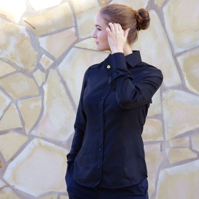 Women black dress shirt