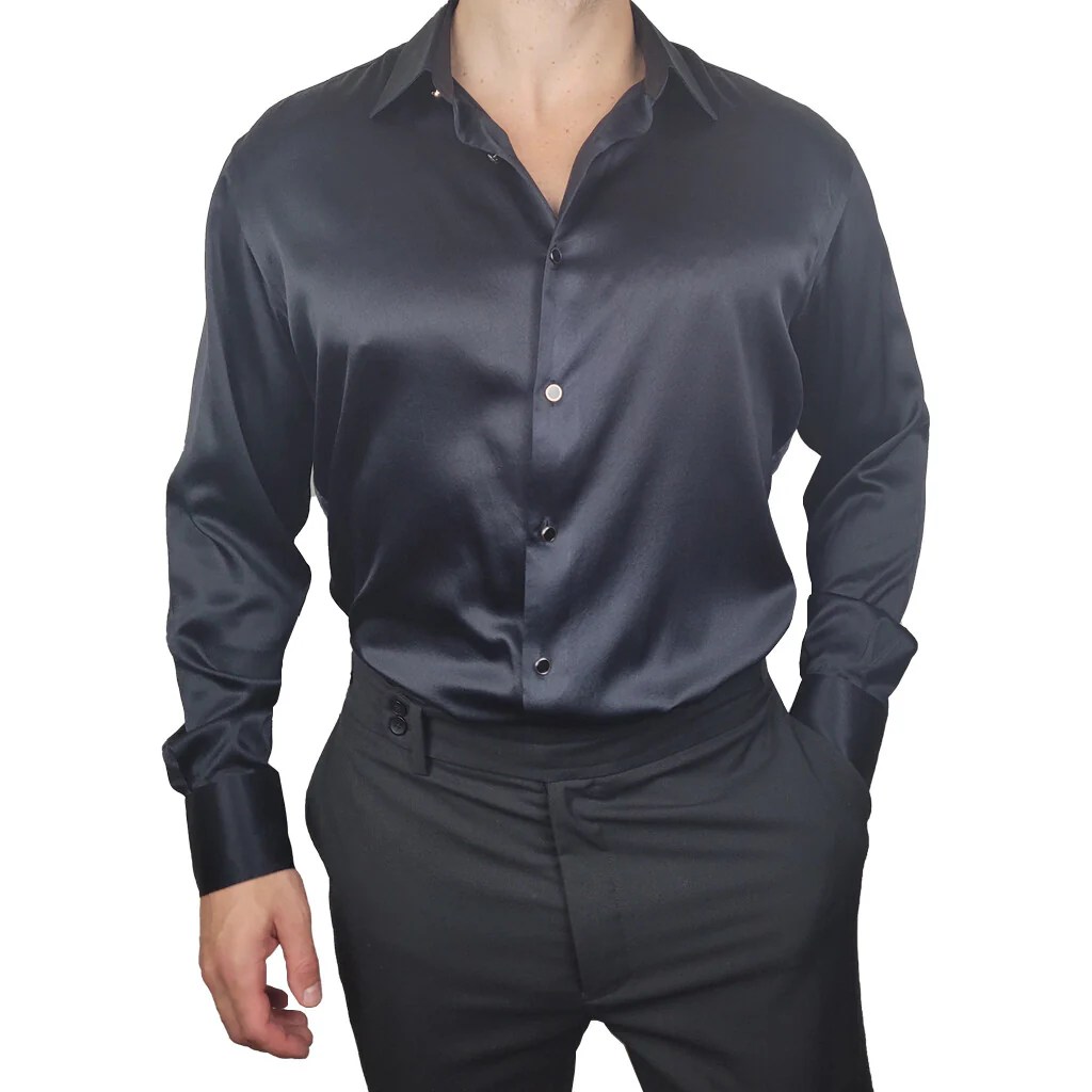 Silk mens dress shirt