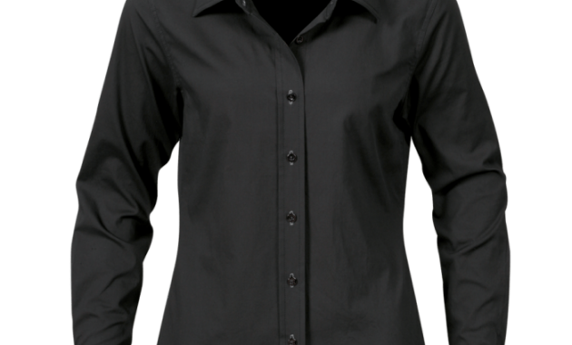 Women black dress shirt