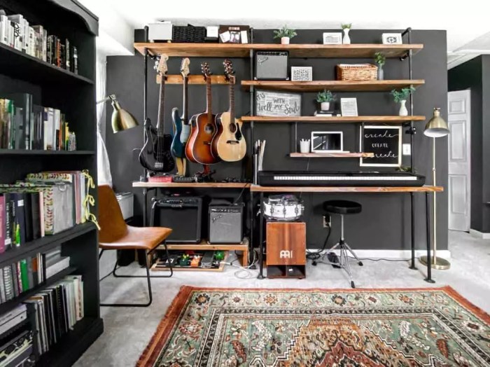 Room music decorate guitar practice rooms show guitars bold colours